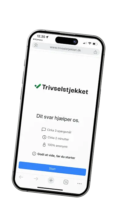 Trivselstjekket vist på en smartphone